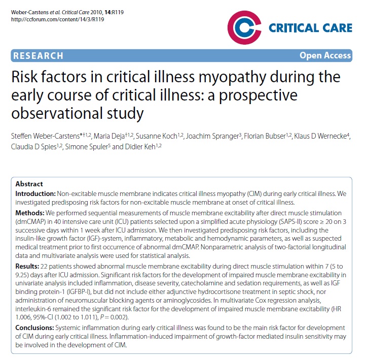 Critical illness polyneuropathy a review of the literature definition and pathophysiology